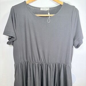 Nemidor Black Short Sleeve Long Maxi Dress W/Pockets-Size 16 Gothic Chic. Witchy